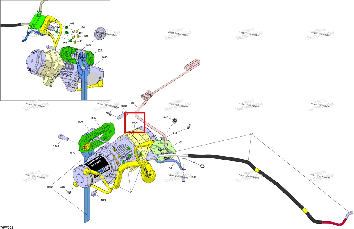 Деталь 710011199 на схеме узла 2026 Can-Am OUTLANDER - 4X4 - XT - 1000R - 4FTE - CALI - Compass Green Electric - Winch