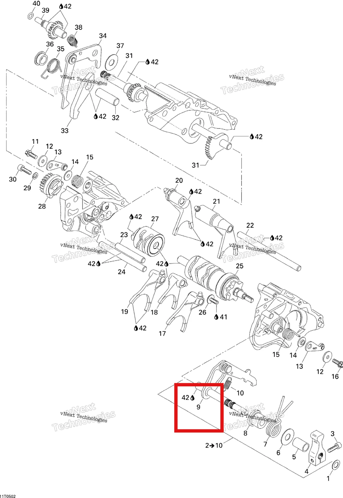 Деталь 711220536 на схеме узла 2005 Can-Am Traxter 5 Speed Gear Shift
