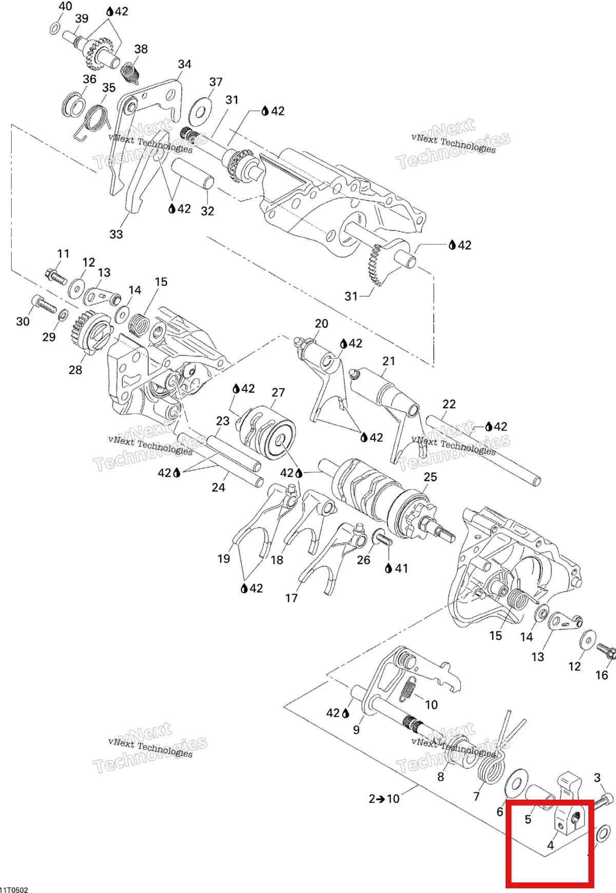 Деталь 711257090 на схеме узла 2005 Can-Am Traxter 5 Speed Gear Shift