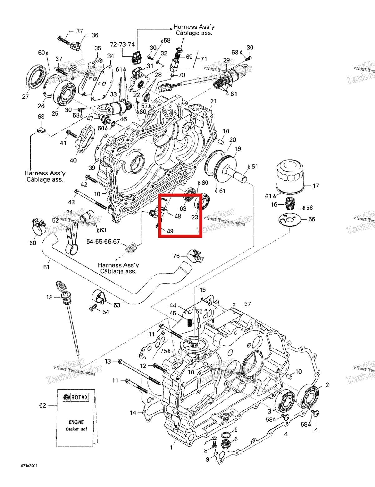 Деталь 711265620 на схеме узла 1999 Can-Am Traxter, 7400/ 7401/7413/7414 Clutch Housing And Cover