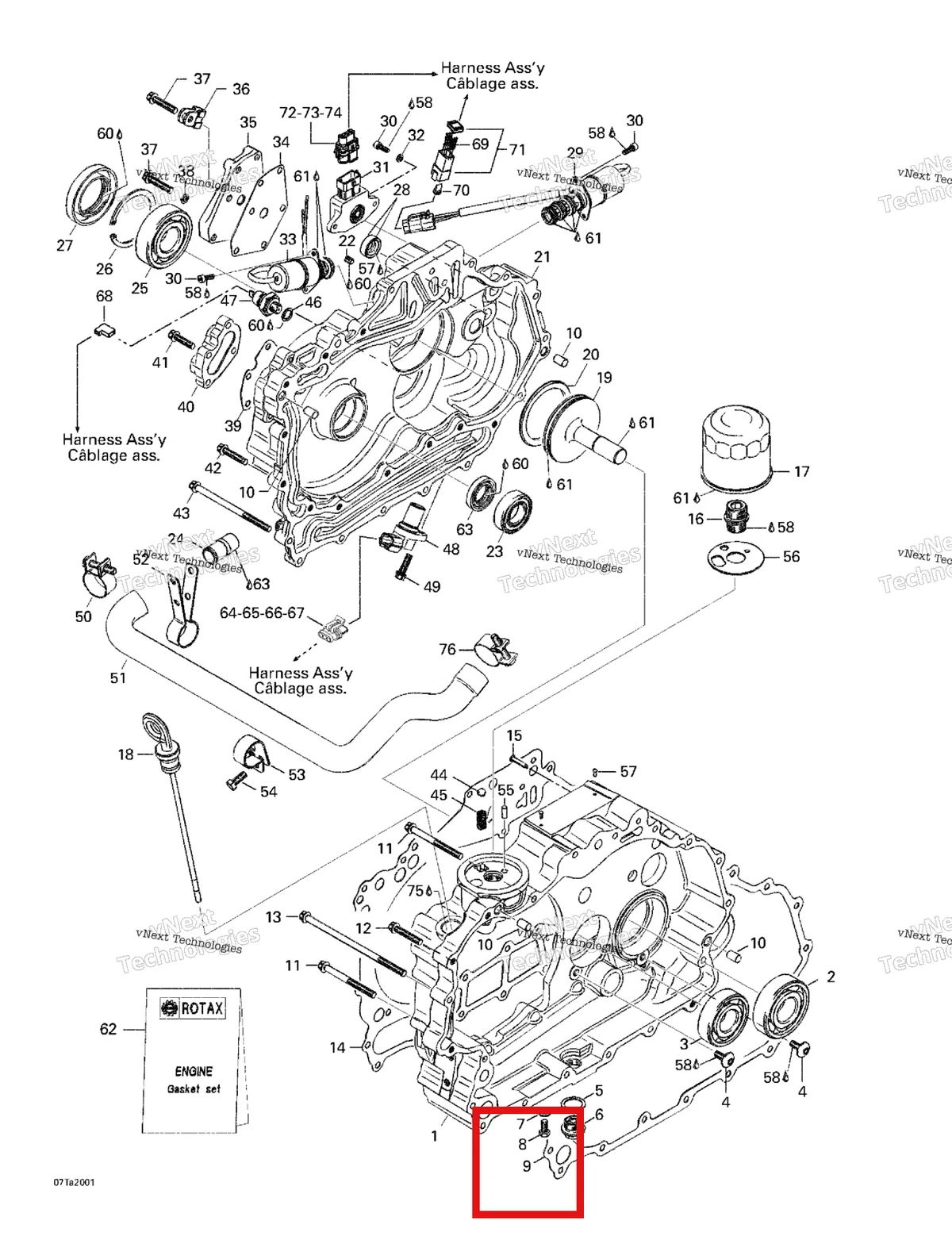 Деталь 711650580 на схеме узла 1999 Can-Am Traxter, 7400/ 7401/7413/7414 Clutch Housing And Cover