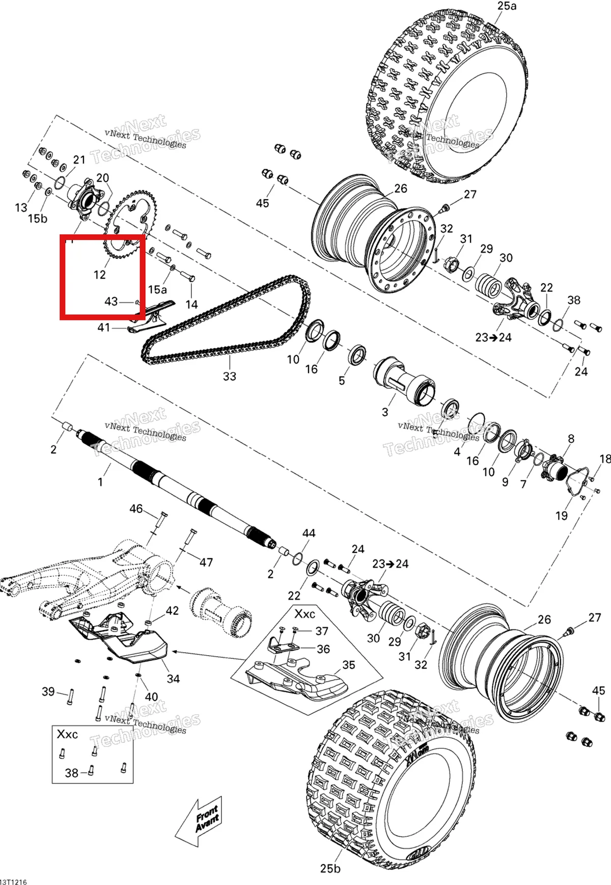 Деталь 715000527 на схеме узла 2015 Can-Am DS 450EFI XXC, XMX Drive System, Rear