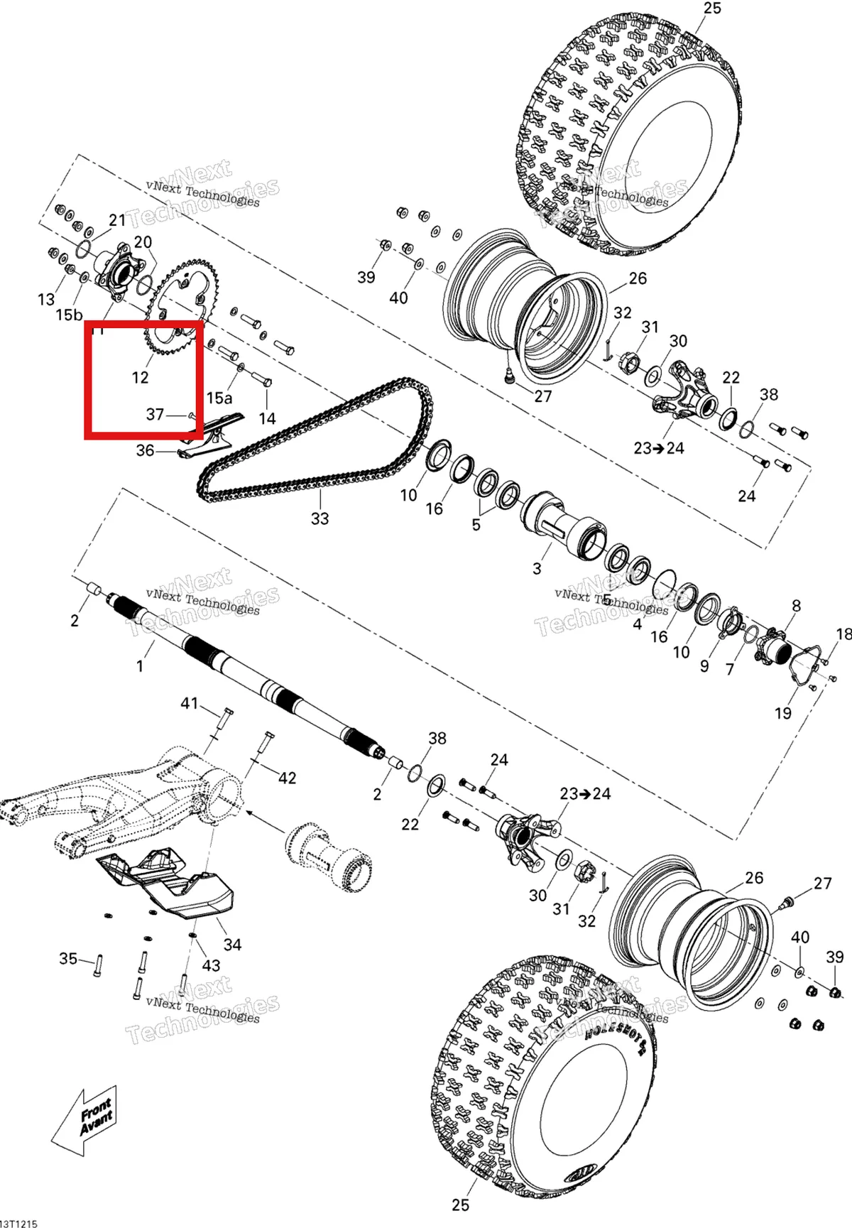 Деталь 715000592 на схеме узла 2015 Can-Am DS 450EFI STD Drive System, Rear