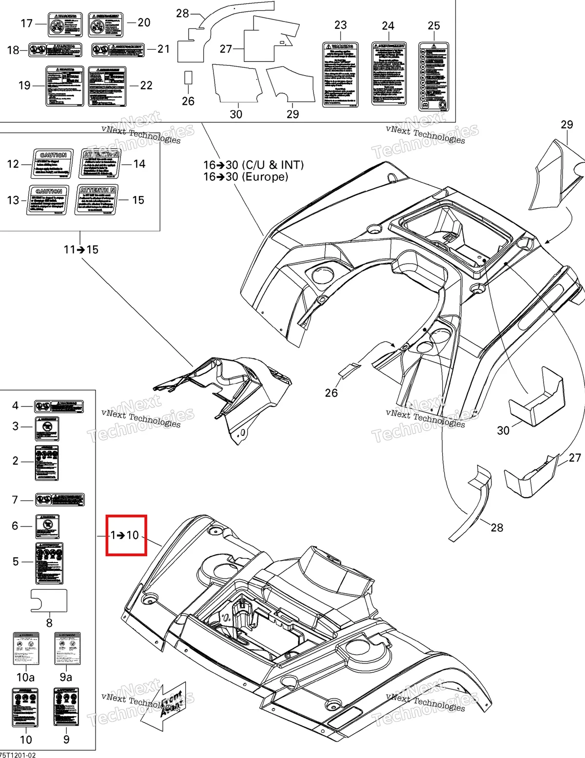 Деталь 715000778 на схеме узла 2013 Can-Am OUTLANDER MAX STD, XT, 400 EFI Fender And Central Panel Kit