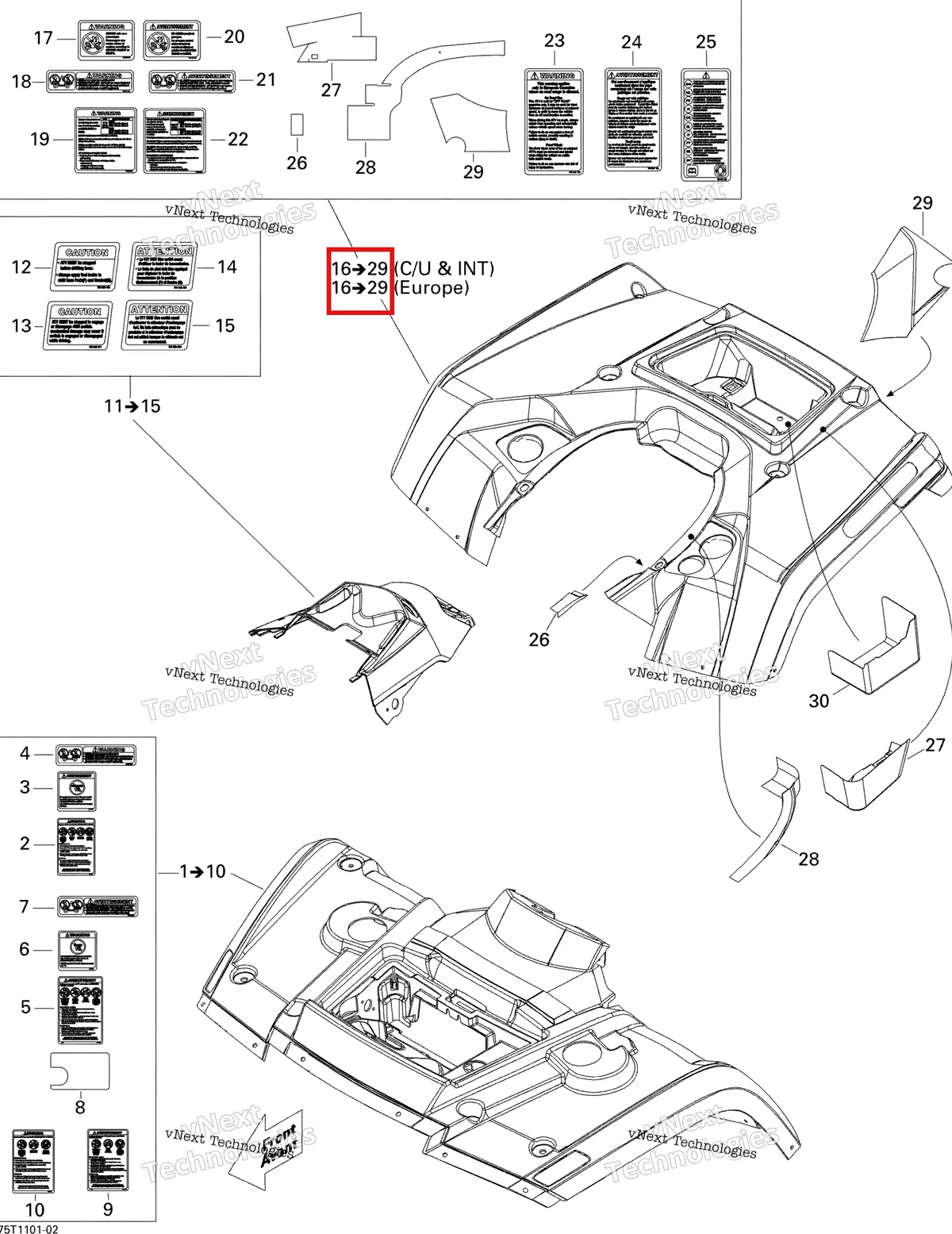 Деталь 715000795 на схеме узла 2011 Can-Am Outlander Max 400 EFI Fender And Central Panel Kit
