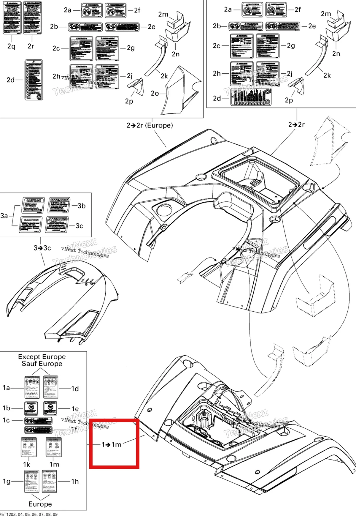 Деталь 715000840 на схеме узла 2012 Can-Am Outlander MAX 650EFI STD, XT & XT-P Fender And Central Panel Kit