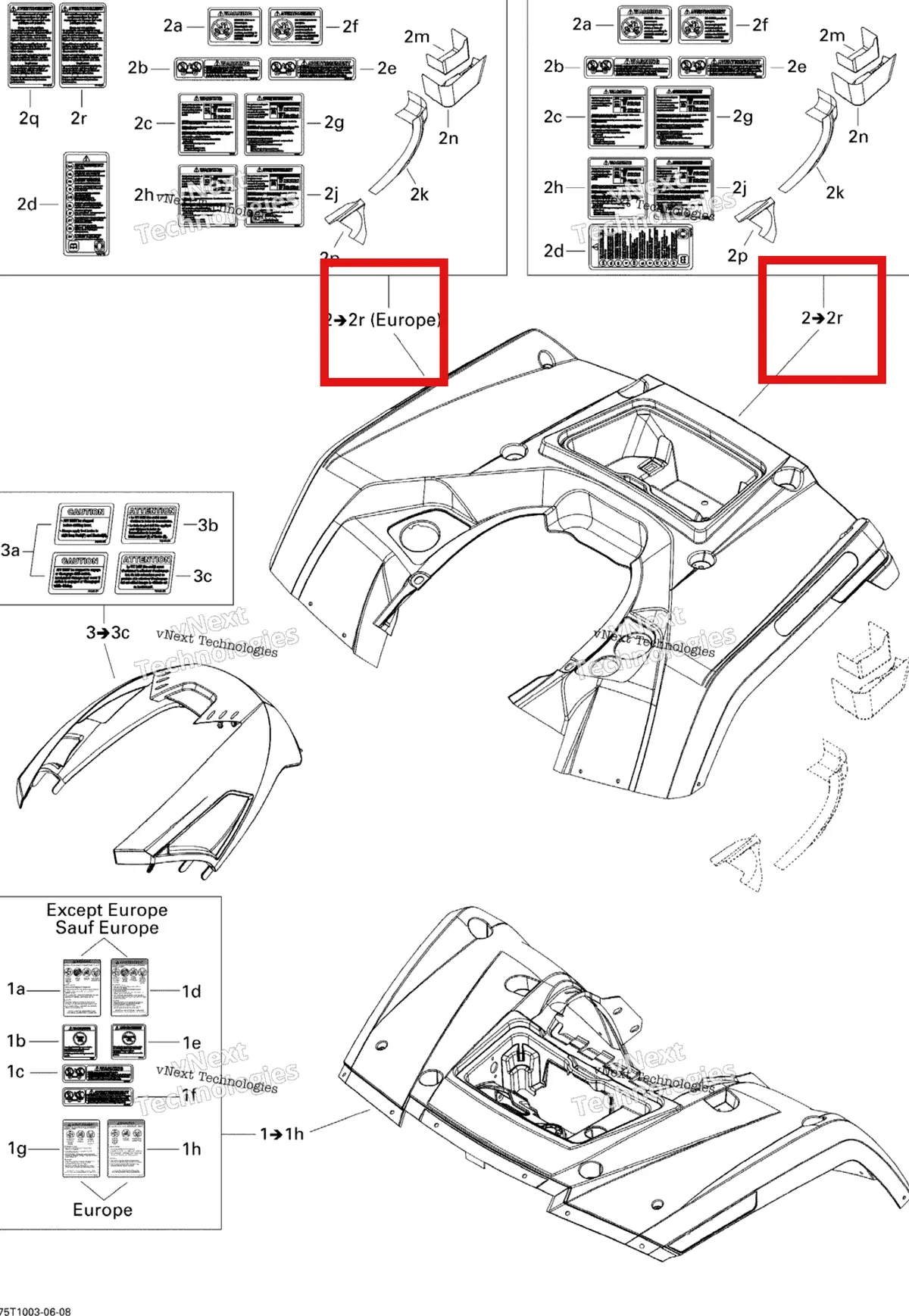 Деталь 715001047 на схеме узла 2010 Can-Am Outlander 500 EFI Fender And Central Panel Kit