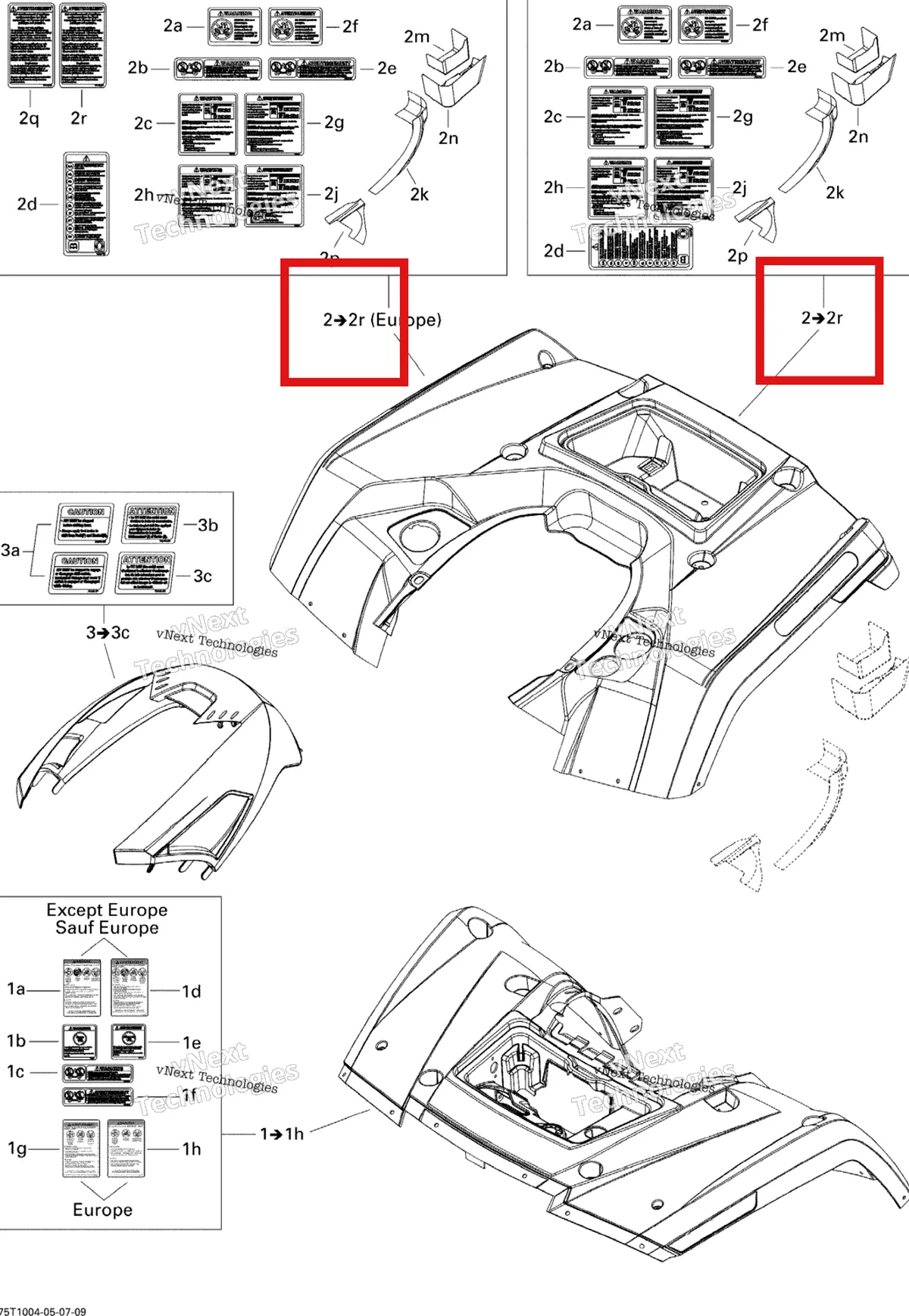 Деталь 715001065 на схеме узла 2010 Can-Am Outlander Max 800R EFI Fender And Central Panel Kit
