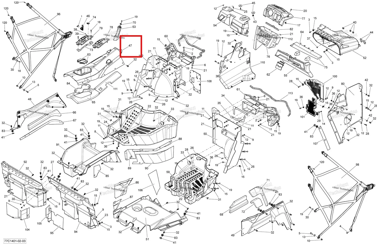 Деталь 715001247 на схеме узла 2014 Can-Am COMMANDER 1000 STD, DPS, XT, XT-P Cab Interior