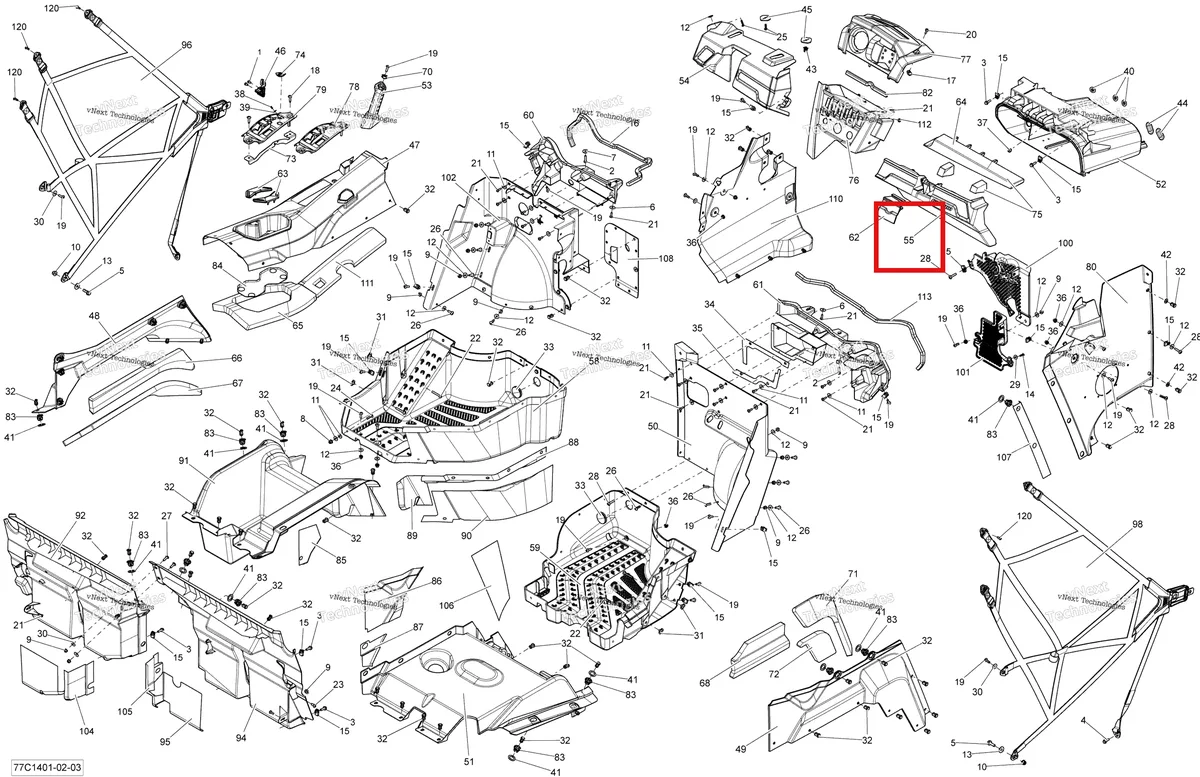 Деталь 715001263 на схеме узла 2014 Can-Am COMMANDER 1000 STD, DPS, XT, XT-P Cab Interior