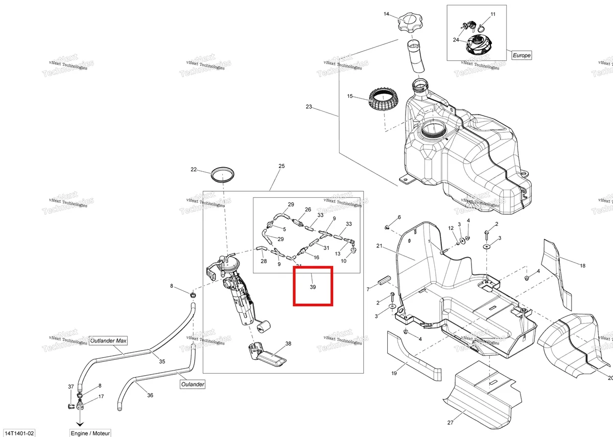 Деталь 715001288 на схеме узла 2014 Can-Am OUTLANDER 400 EFI, STD, XT Fuel System