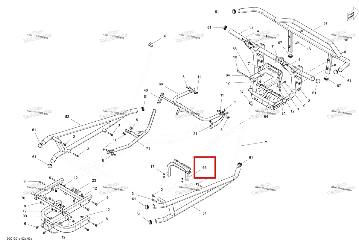 Деталь 715001325 на схеме узла 2012 Can-Am Commander LTD, 1000 EFI Frame