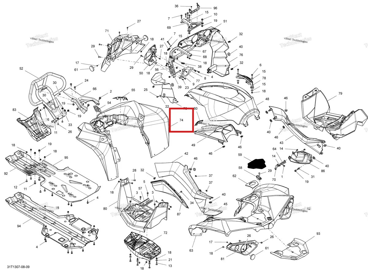Деталь 715001483 на схеме узла 2013 Can-Am RENEGADE 800R EFI STD & XXC Body And Accessories