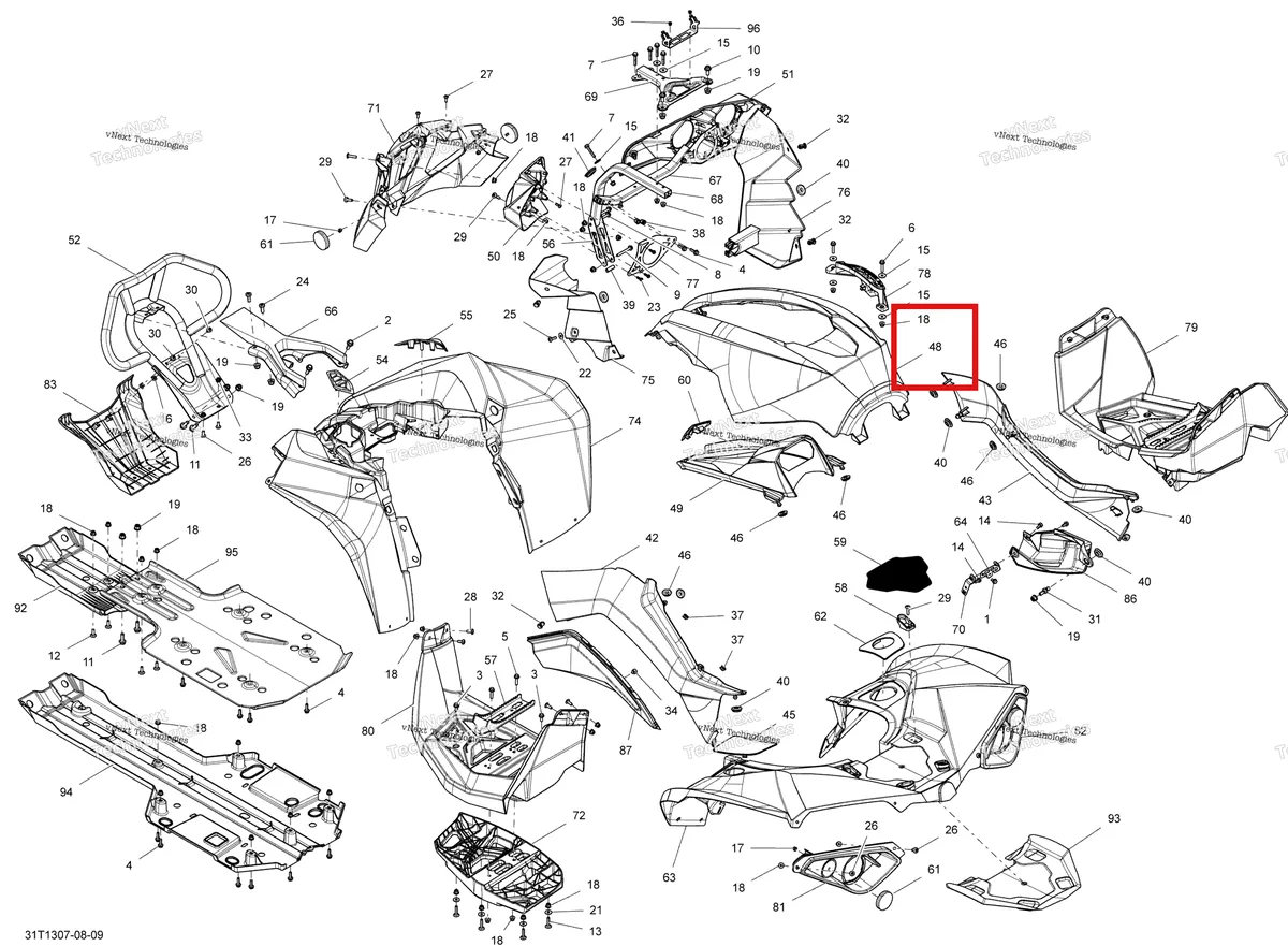 Деталь 715001495 на схеме узла 2013 Can-Am RENEGADE 800R EFI STD & XXC Body And Accessories