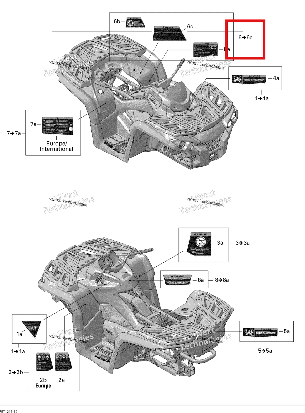 Деталь 715001529 на схеме узла 2012 Can-Am Outlander STD, XT, 1000 EFI Fender And Central Panel Kit