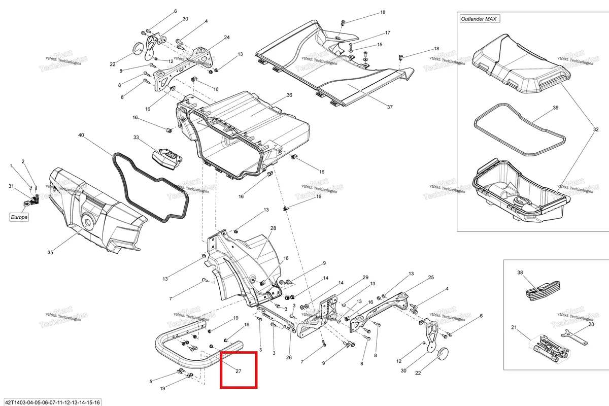 Деталь 715001566 на схеме узла 2014 Can-Am OUTLANDER MAX 1000EFI LTD Rear Cargo Box