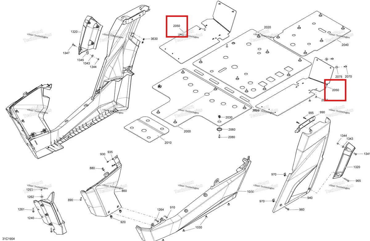 Деталь 715001640 на схеме узла 2019 Can-Am Commander 800R EFI Body And Accessories - Central Panel - Camo