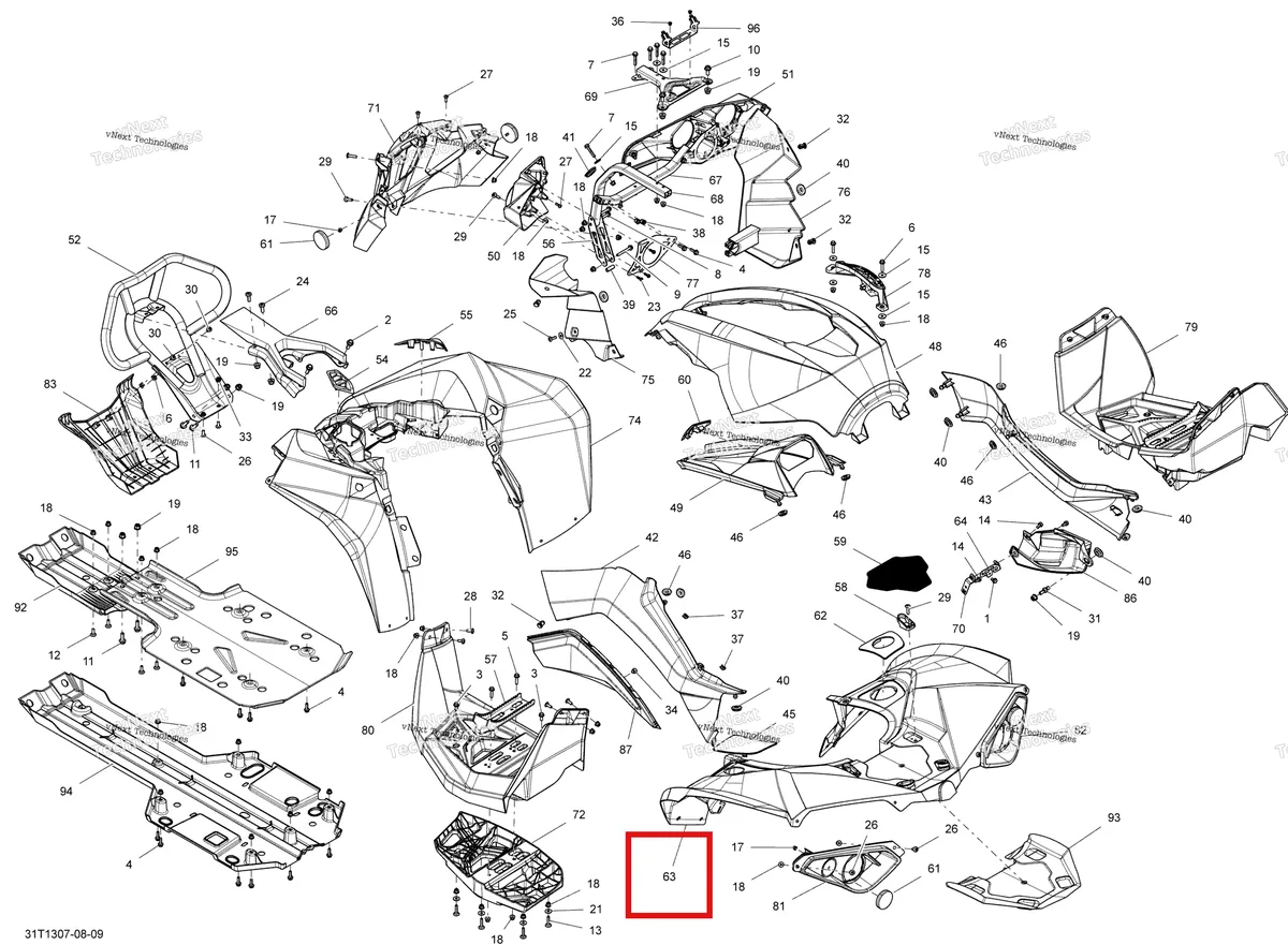 Деталь 715001883 на схеме узла 2013 Can-Am RENEGADE 800R EFI STD & XXC Body And Accessories