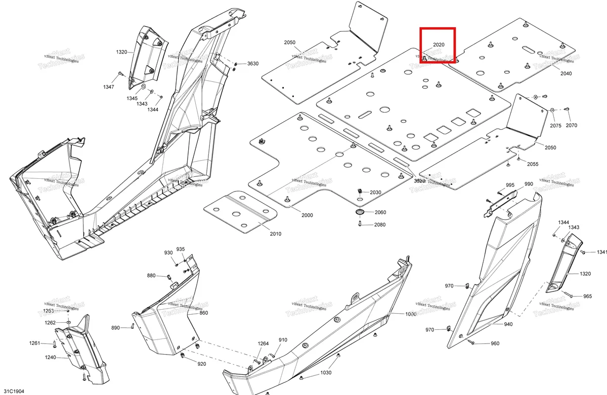 Деталь 715001997 на схеме узла 2019 Can-Am Commander 800R EFI Body And Accessories - Central Panel - Camo