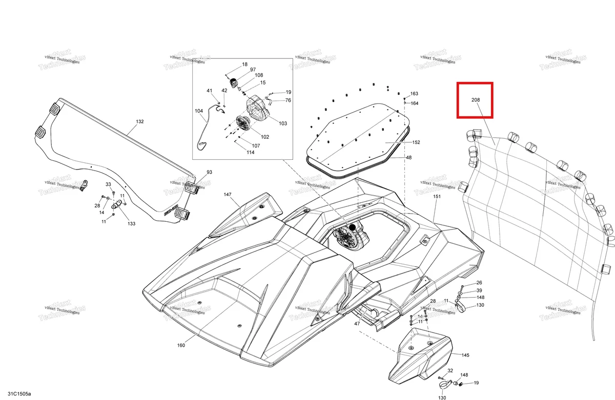 Деталь 715002033 на схеме узла 2015 Can-Am COMMANDER MAX 1000 LTD Body And Accessories Roof And Windshield