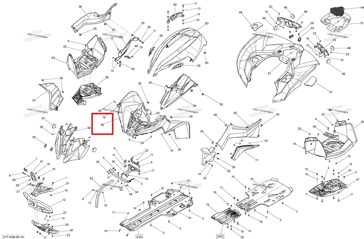 Деталь 715002158 на схеме узла 2014 Can-Am RENEGADE 800R EFI STD & XXC Body And Accessories