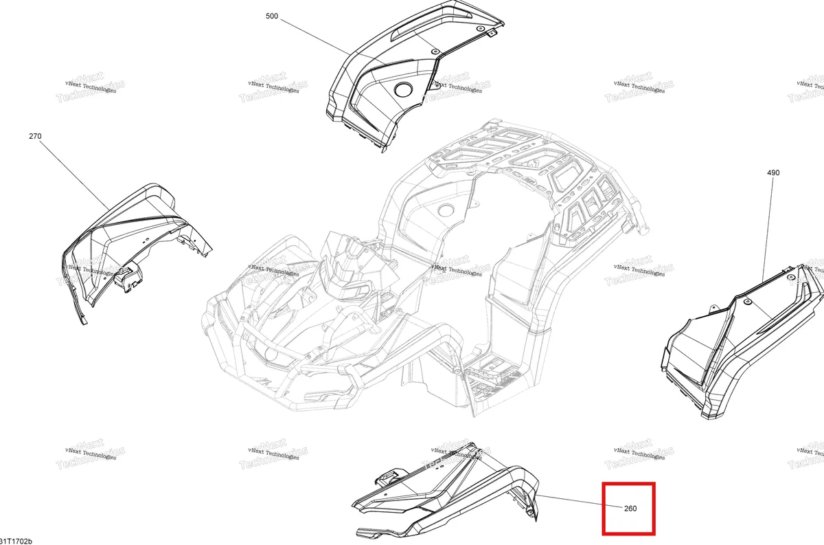Деталь 715002304 на схеме узла 2017 Can-Am Outlander - 1000R EFI - XMR Package Body And Accessories - With Fenders All Models