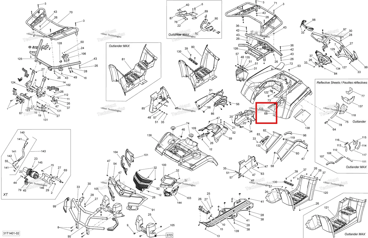 Деталь 715002325 на схеме узла 2014 Can-Am OUTLANDER 400 EFI, STD, XT Body And Accessories