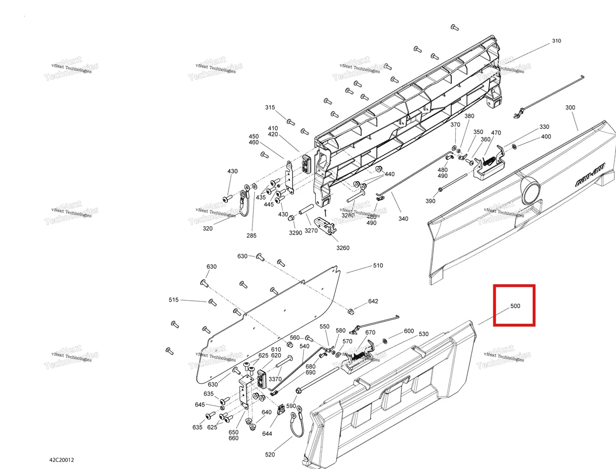 Деталь 715002365 на схеме узла 2020 Can-Am Commander 800R EFI Rear Cargo Box - Door