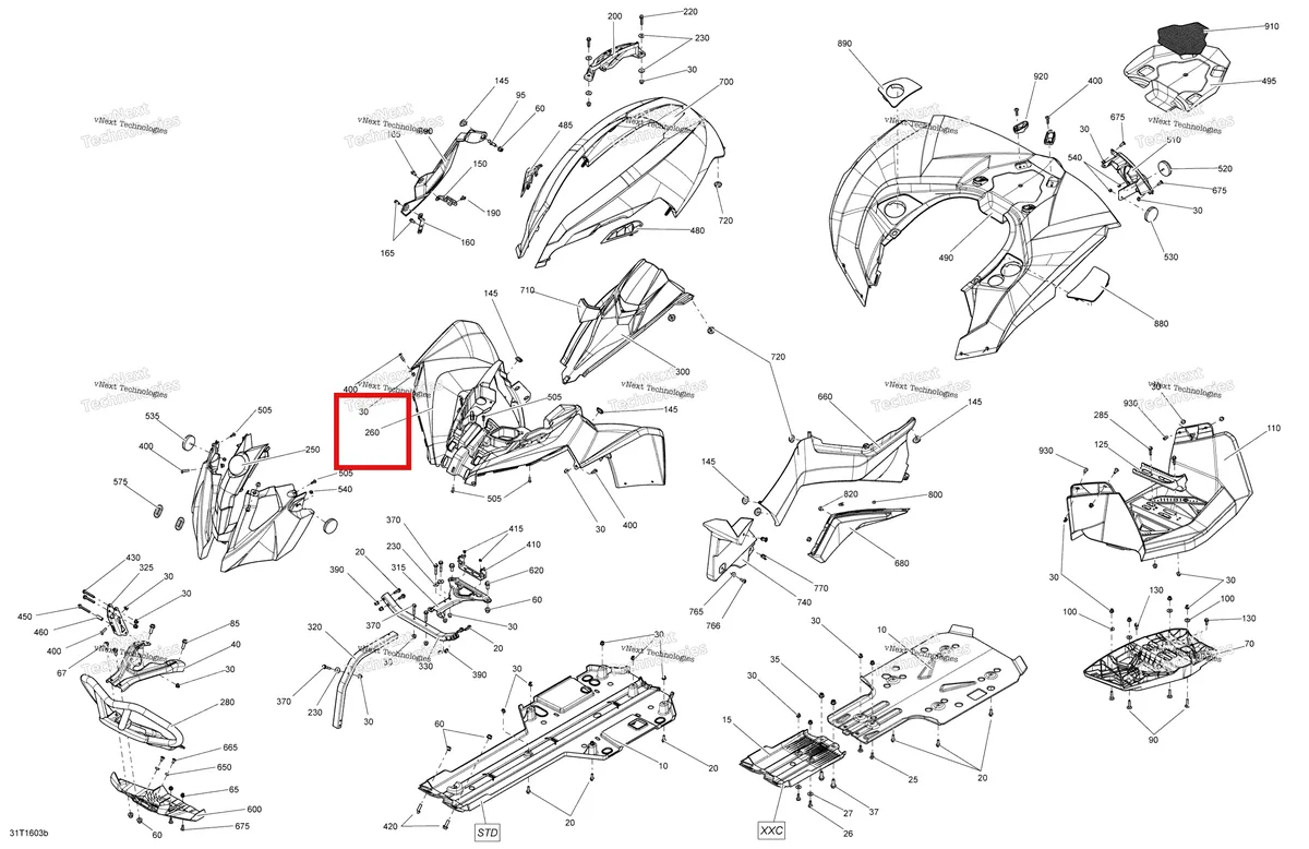 Деталь 715002570 на схеме узла 2016 Can-Am RENEGADE Body And Accessories