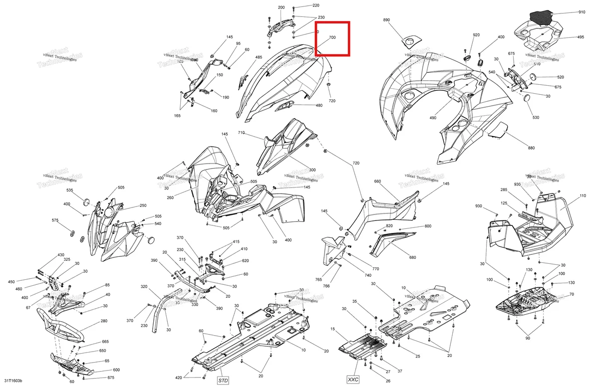 Деталь 715002581 на схеме узла 2016 Can-Am RENEGADE Body And Accessories