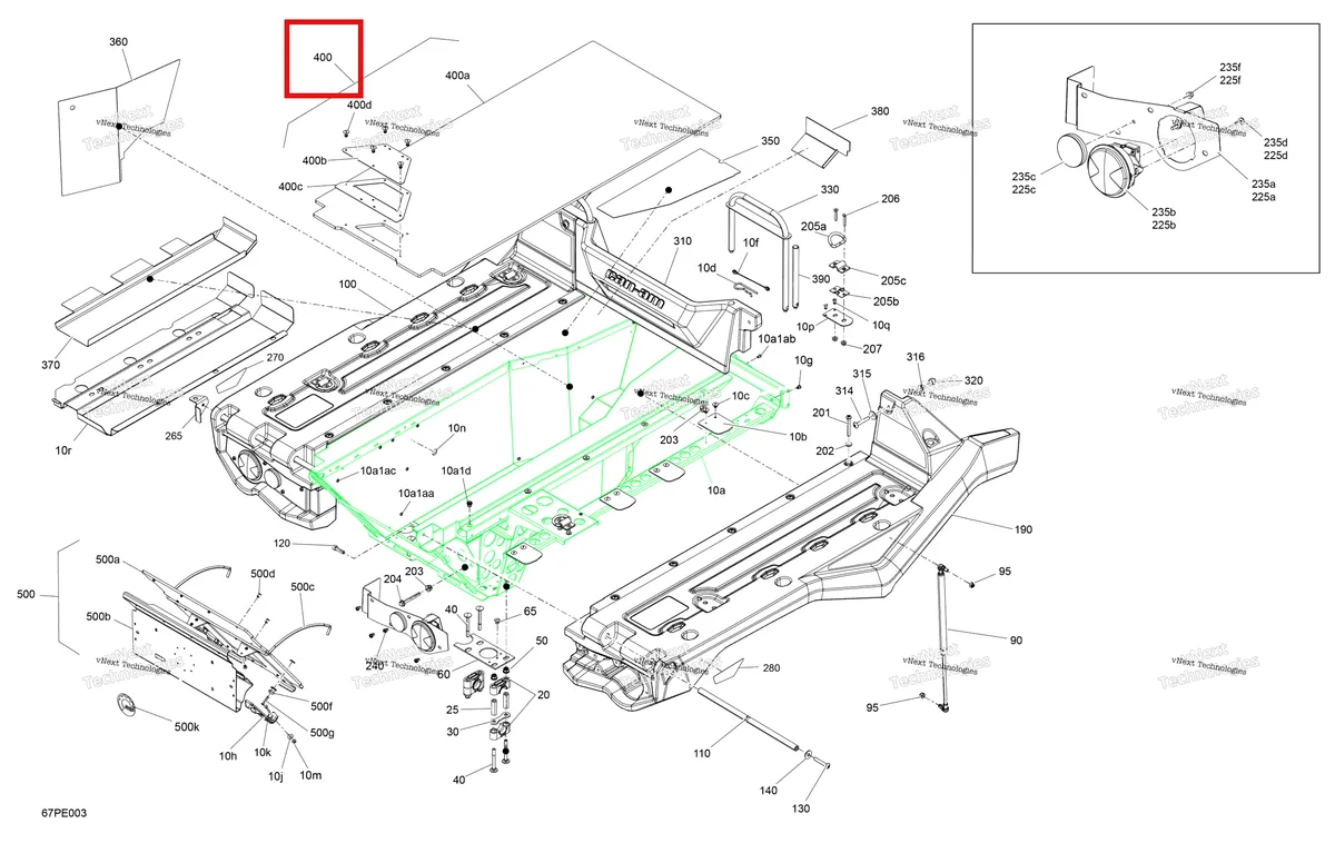 Деталь 715002810 на схеме узла 2025 Can-Am OUT-MAX - 6X6 - XT - 1000 EFI - 5ZSA - Boreal Green Body - Cargo Platform