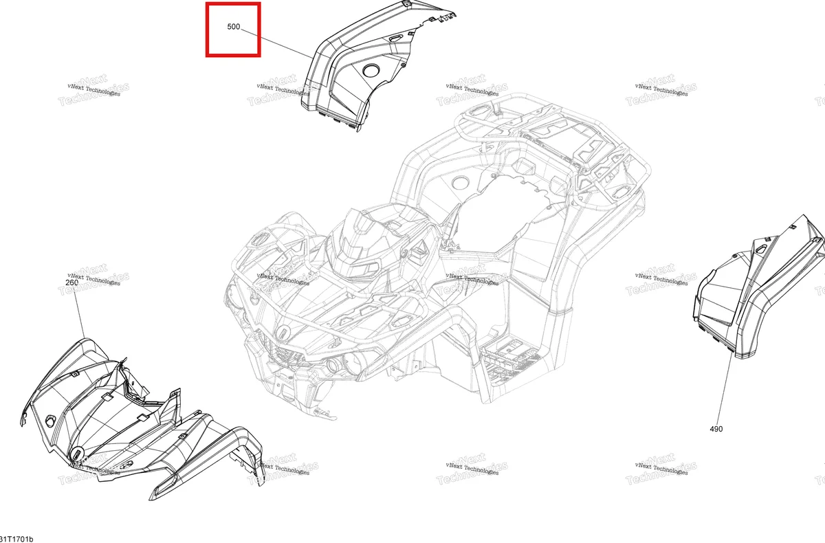 Деталь 715003307 на схеме узла 2017 Can-Am Outlander L - 450 EFI Body And Accessories - With Fenders All Models