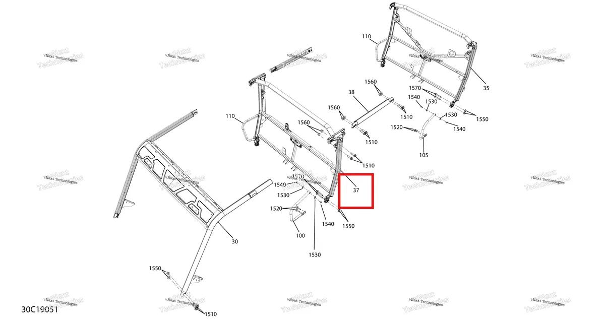 Деталь 715003770 на схеме узла 2019 Can-Am Defender MAX HD8 Frame - Upper Part - North America