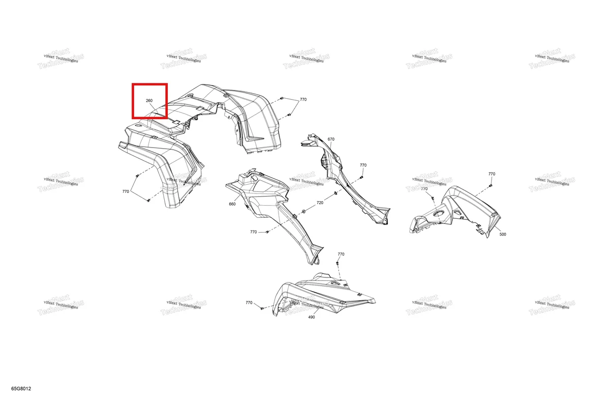 Деталь 715003895 на схеме узла 2018 Can-Am OUTLANDER MAX - 4X4 - XT - 570 EFI - 2GJA - Pur Magnesium Body - Fender Kit