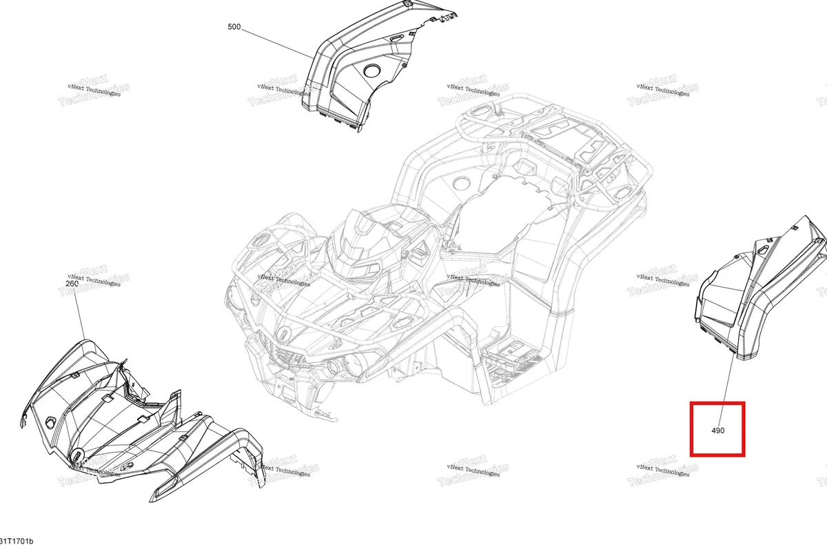 Деталь 715003936 на схеме узла 2017 Can-Am Outlander L - 450 EFI Body And Accessories - With Fenders All Models