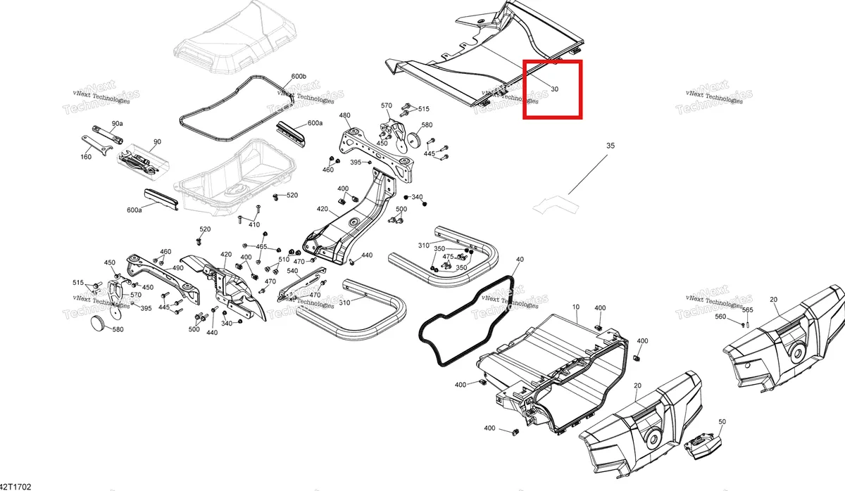 Деталь 715004099 на схеме узла 2017 Can-Am Outlander - 1000R EFI - XMR Package Rear Cargo Box - All Models