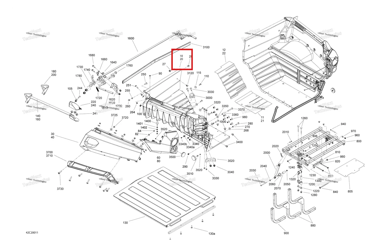 Деталь 715004116 на схеме узла 2020 Can-Am Commander 800R EFI Rear Cargo Box - Box