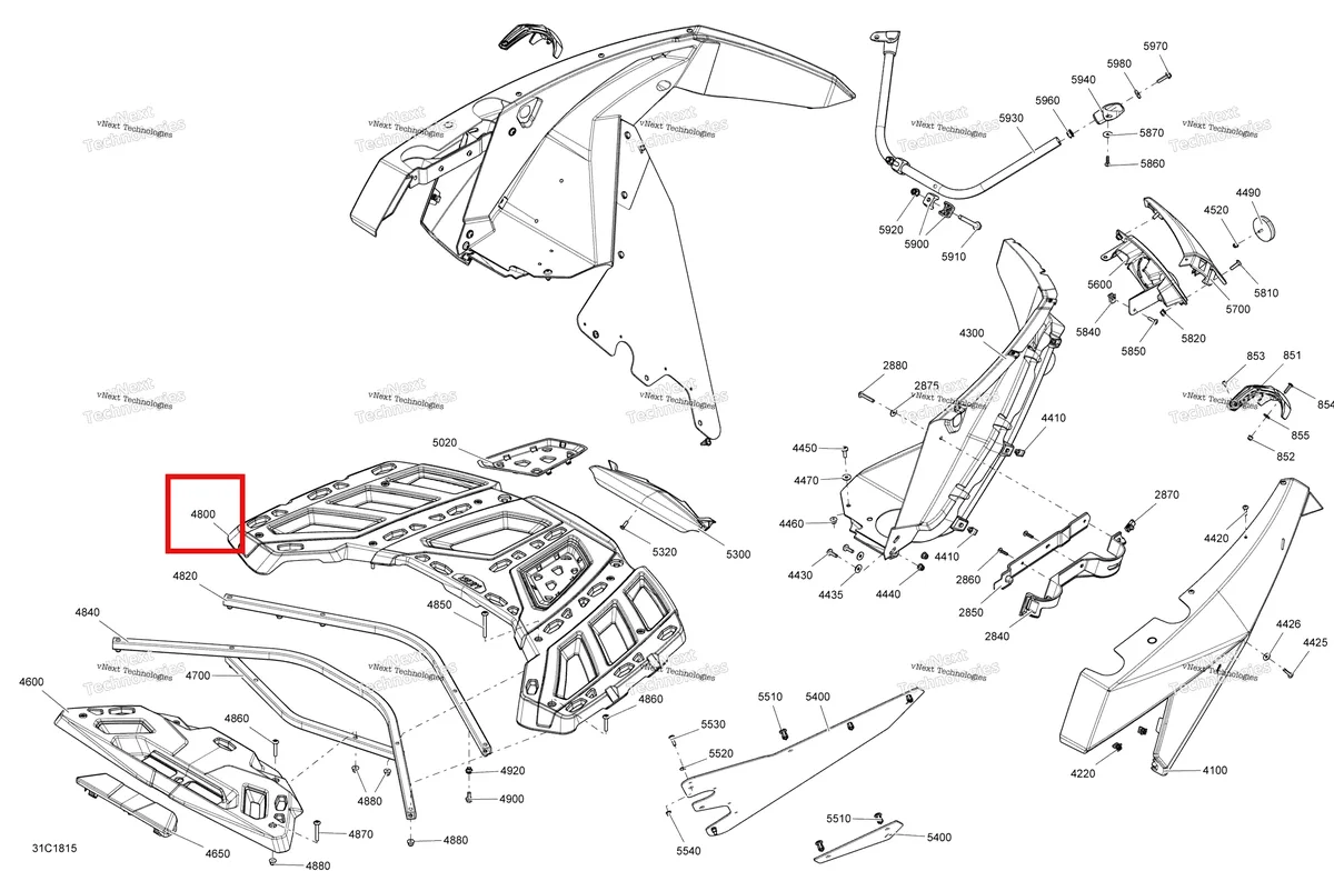 Деталь 715004180 на схеме узла 2018 Can-Am MAVERICK Body Rear Part Maverick - Bright White Models