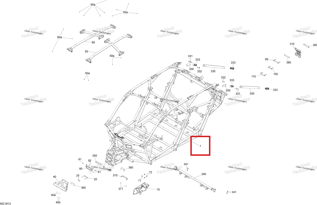 Деталь 715004376 на схеме узла 2018 Can-Am MAVERICK X3 MAX TURBO - STD Frame Maverick X3 Max