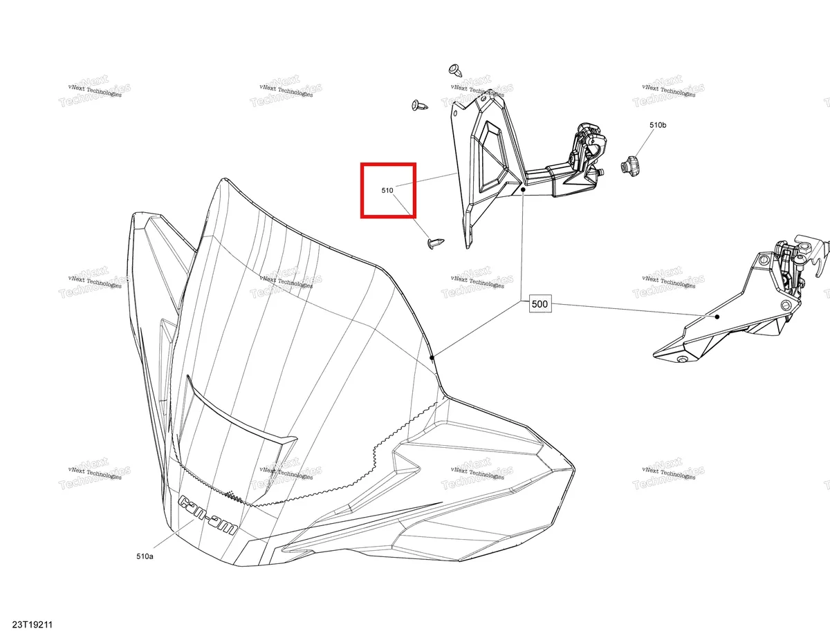 Деталь 715004423 на схеме узла 2019 Can-Am Outlander 850 EFI Steering - Windshield