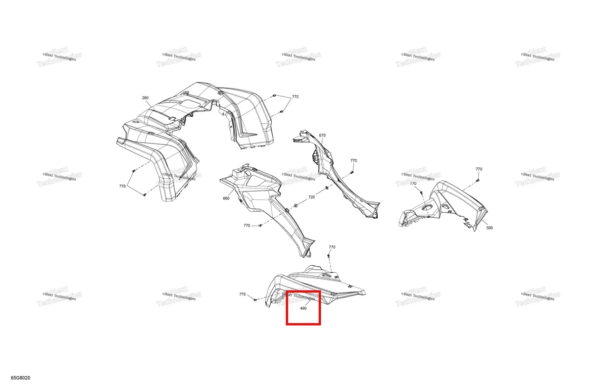 Деталь 715004517 на схеме узла 2018 Can-Am OUTLANDER - 4X4 - XMR - 570 EFI - 3MJA - Can-Am Red Body - Fender Kit
