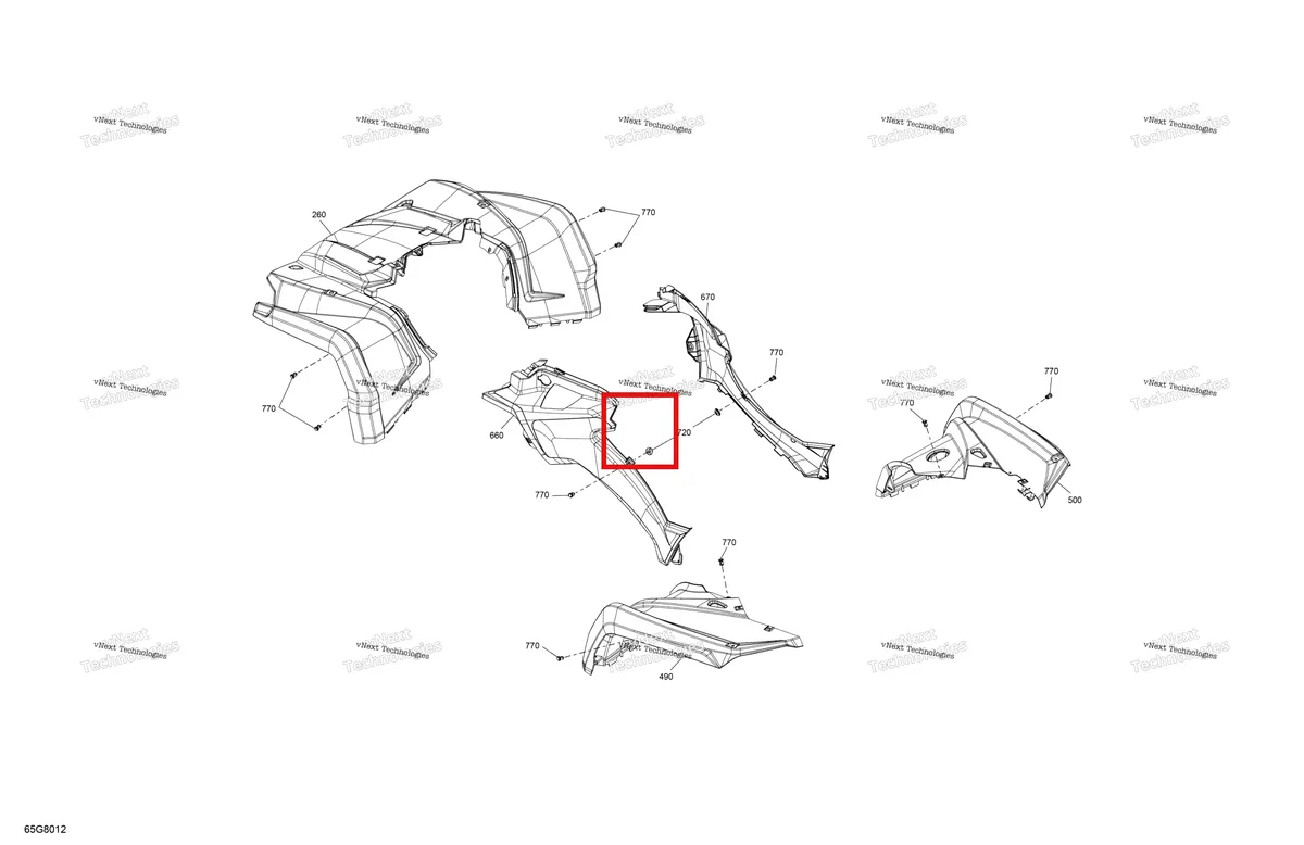Деталь 715004547 на схеме узла 2018 Can-Am OUTLANDER - 4X4 - XT - 570 EFI - 2UJA - Intense Red Satin Body - Fender Kit