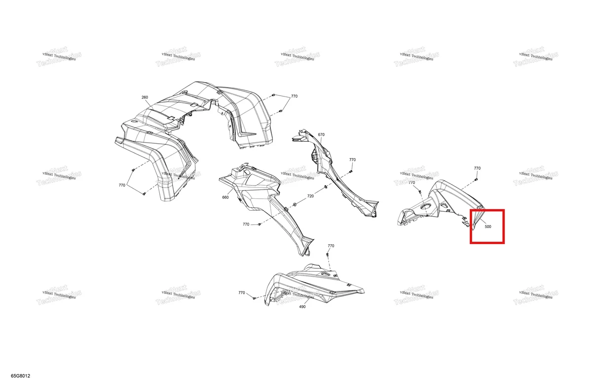 Деталь 715004555 на схеме узла 2018 Can-Am OUTLANDER MAX - 4X4 - XT - 570 EFI - 2GJC - Intense Red Satin Body - Fender Kit