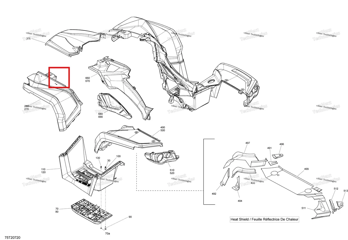 Деталь 715004621 на схеме узла 2020 Can-Am Outlander 650 EFI - STD DPS XT HUNTING Body - Fenders And Lateral Panels - Dps - Orange