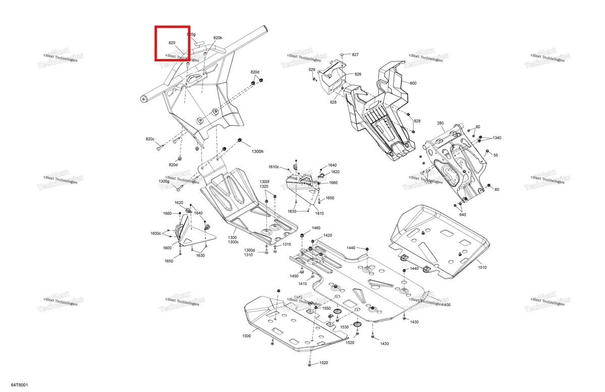 Деталь 715004705 на схеме узла 2018 Can-Am OUTLANDER - 4X4 - XXC - 1000R - 1XJA - Sunburst Yellow Body - Skid Plate And Bumper
