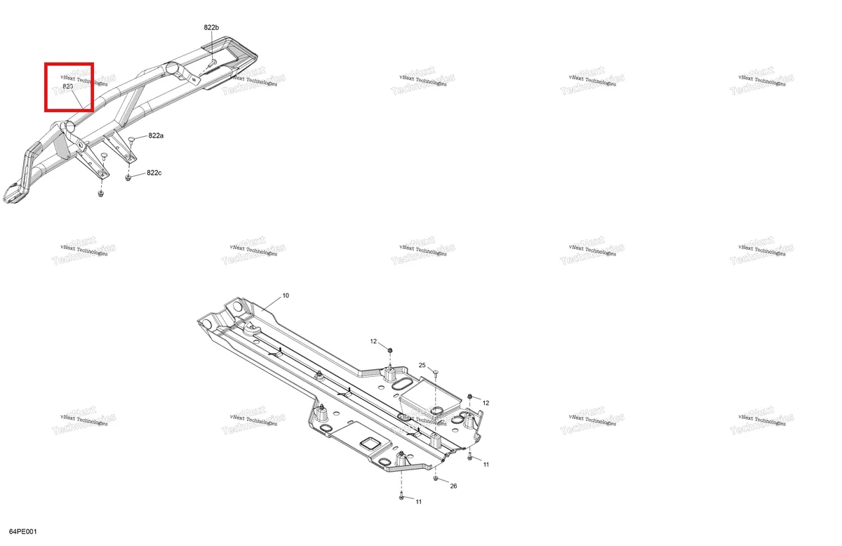 Деталь 715004837 на схеме узла 2025 Can-Am OUT-MAX - 6X6 - XT - 1000 EFI - 5ZSA - Boreal Green Body - Skid Plate And Bumper