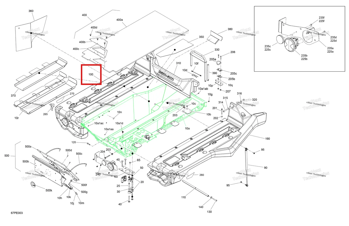 Деталь 715005138 на схеме узла 2025 Can-Am OUT-MAX - 6X6 - XT - 1000 EFI - 5ZSA - Boreal Green Body - Cargo Platform