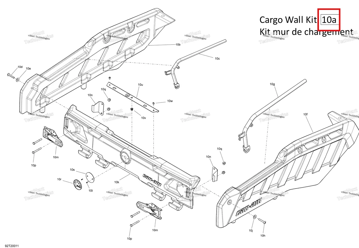 Деталь 715005153 на схеме узла 2021 Can-Am Outlander MAX 6X6 - 650 EFI - DPS Cargo - Kit Cargo Wall