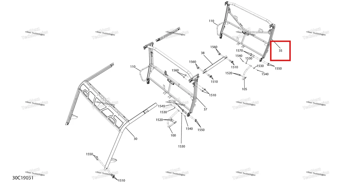 Деталь 715005226 на схеме узла 2019 Can-Am Defender MAX HD10 - XMR Frame - Upper Part - North America