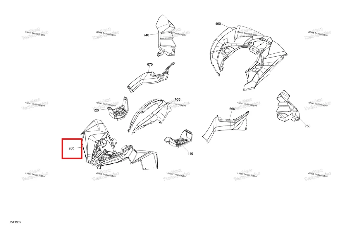 Деталь 715005550 на схеме узла 2019 Can-Am RENEGADE 1000 EFI - T3 Fender And Central Panel Kit - Package Xxc